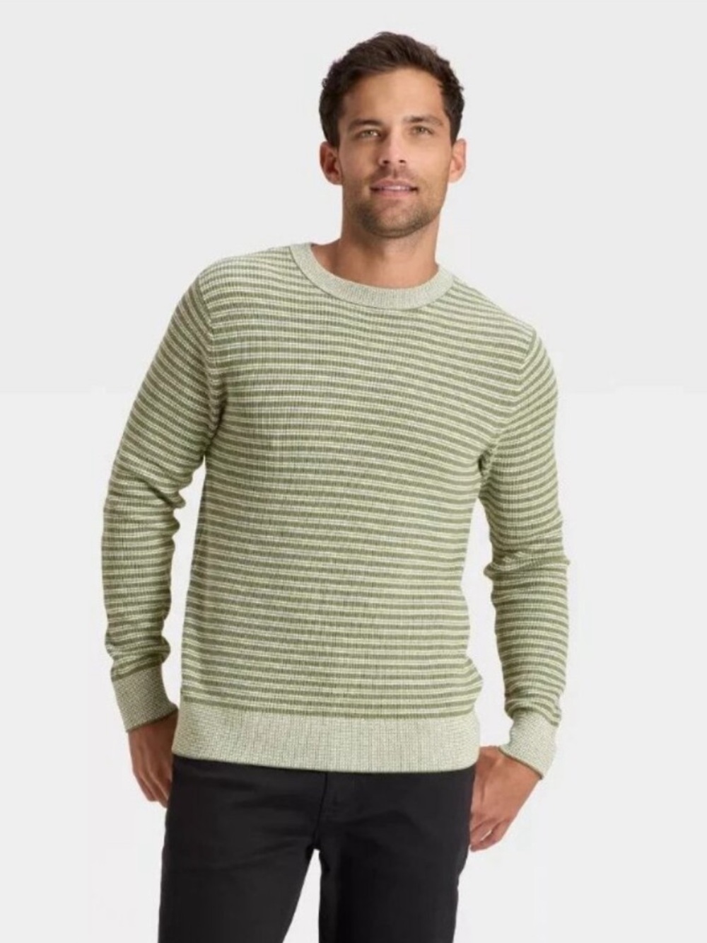Goodfellow & Co Men’s Striped Textured Crewneck Sweater - White/Green XXL NWT